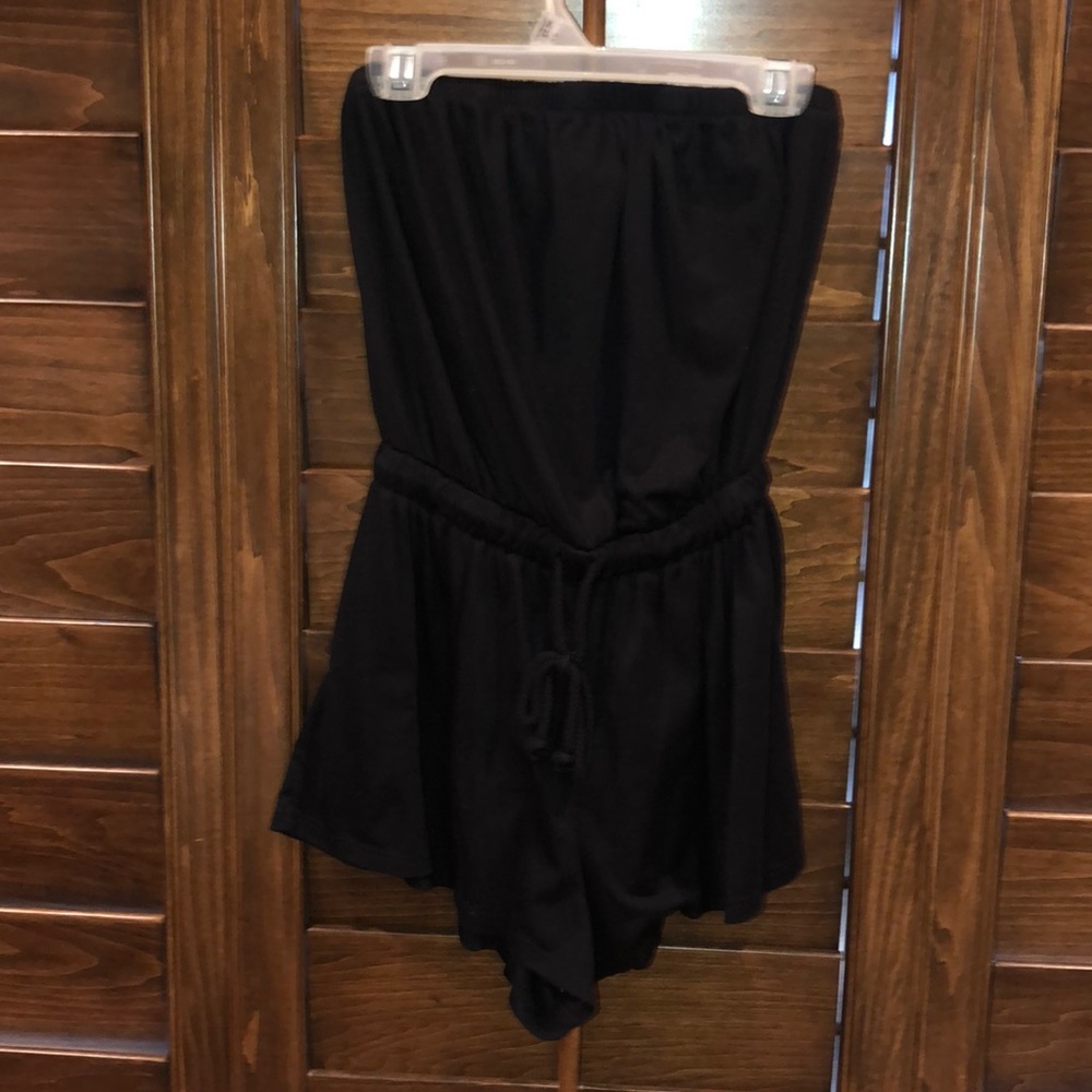 strapless black romper